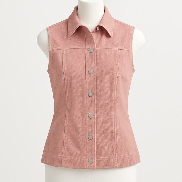 Akris Punto Tailored Pink Collared Vest Minimalist Luxury Casual Size 6 - Picture 1 of 8